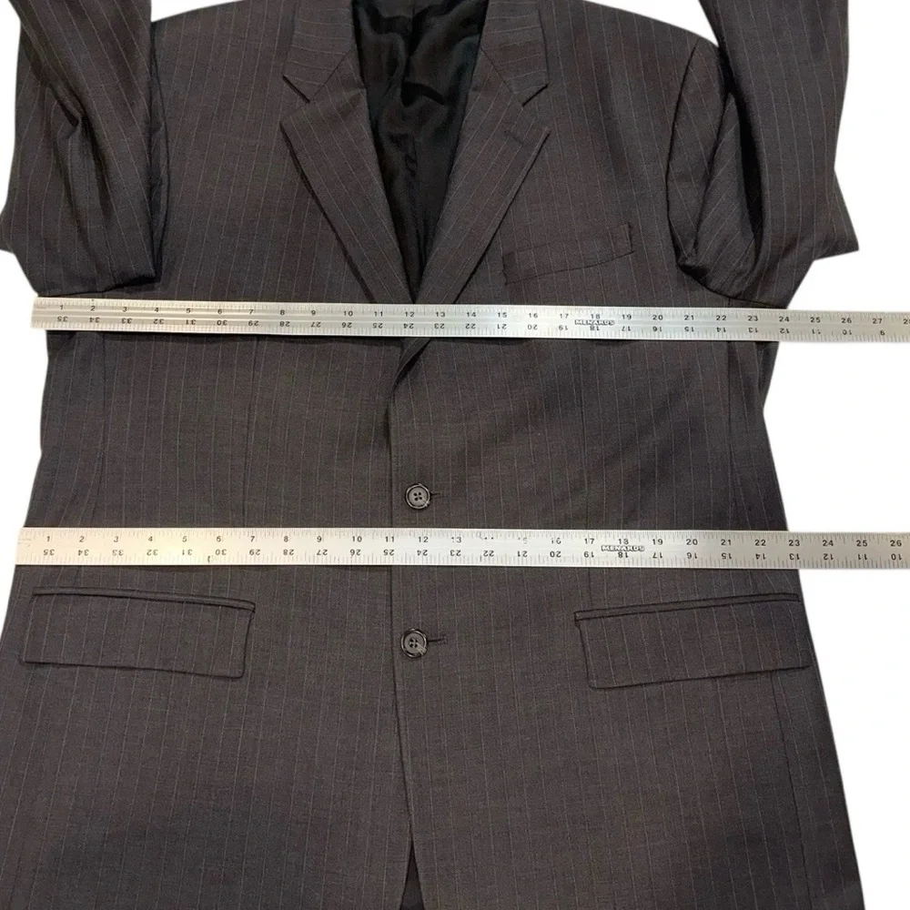 Ralph Lauren LRL 2-Pc Suit Pure Wool Made in Canada Grey Striped 44L / 38x30